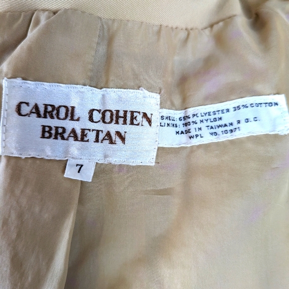 Vintage Carol Cohen Braetan Pleated Tan Lightweight Jacket Size 7 - Picture 3 of 3